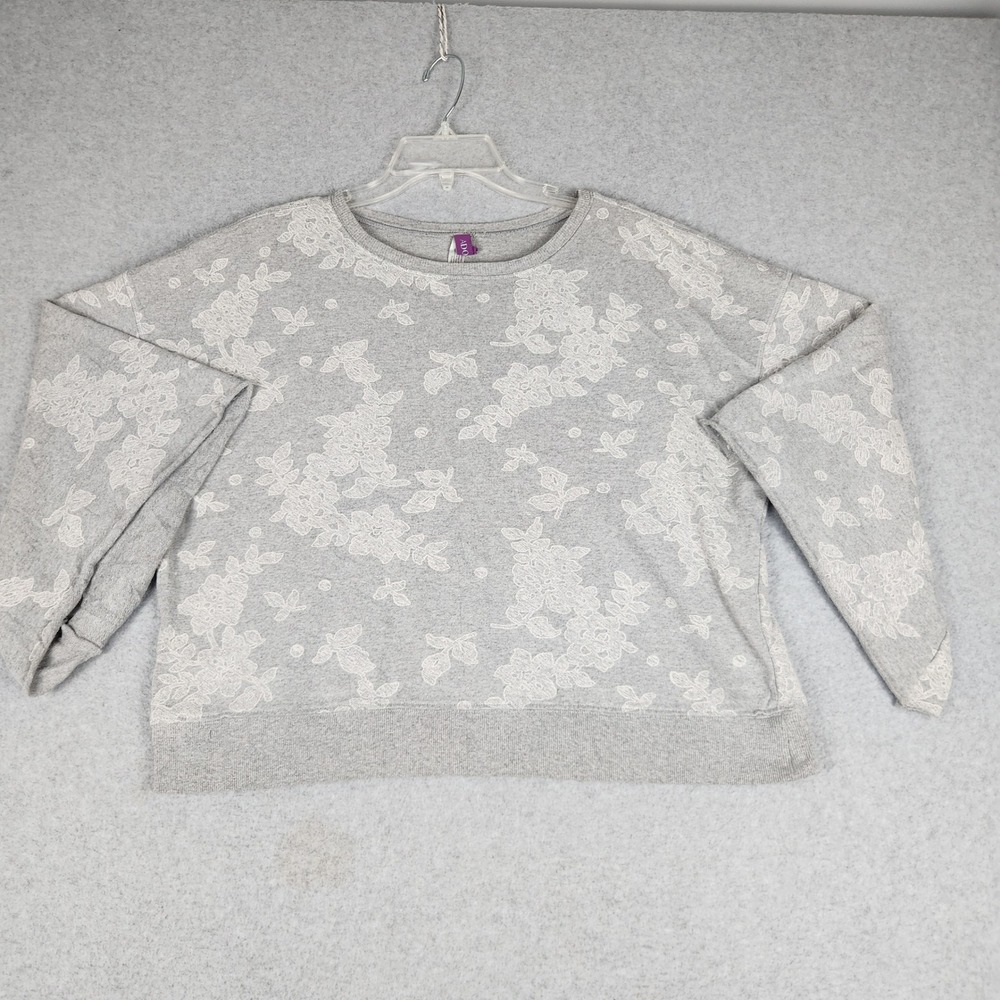Adore Me Sweatshirt Womens XL Gray Floral Bell Sleeve Relaxed Fit‎ Loungewear